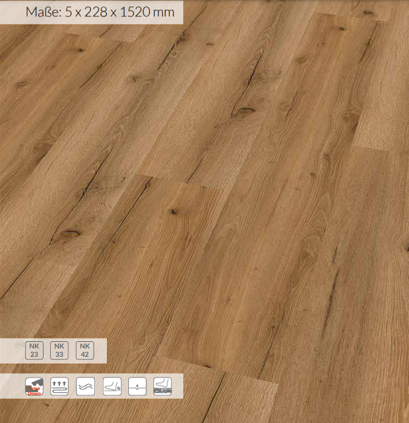 Klick-Vinylboden Eiche Palazzo Grande 0,5 mm Nutzschicht 1520 x 228 x 5mm