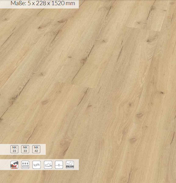 Klick-Vinylboden Eiche Village 0,5 mm Nutzschicht 1520 x 228 x 5mm
