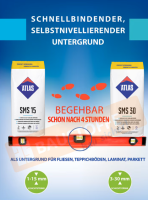 Ausgleichsmasse selbstverlaufend schnellbindend für innenbereich Zementbasis 1-15 mm ATLAS SMS15 25Kg